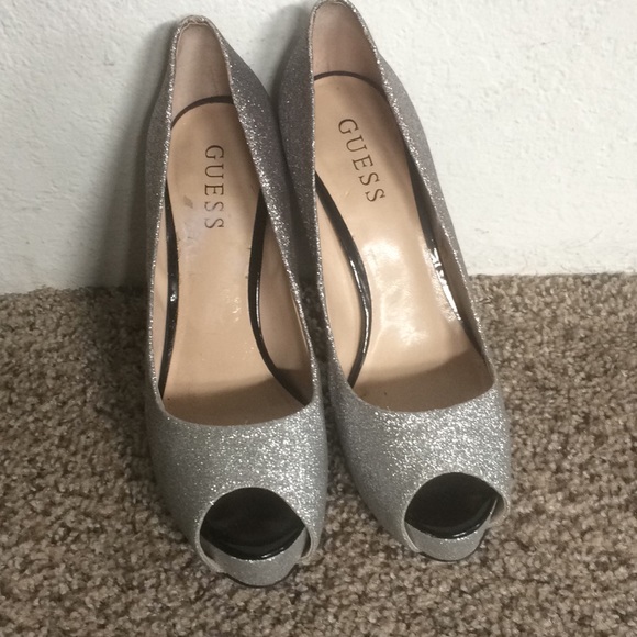 guess silver heels